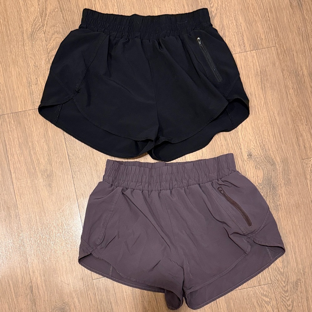 Women’s Running Shorts - Black and Plum/Brown